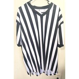 FitsT4 Men’s Referee Shirt XXL Black White Striped Short Sleeve Sports Official